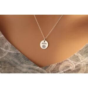 Sterling Silver Aloha Charm Necklace, Aloha Flower Necklace